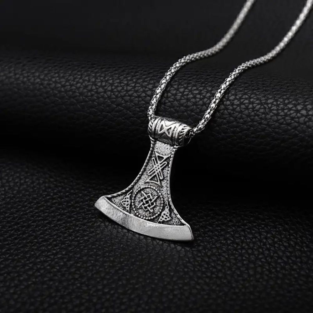 Viking Ax Stainless Steel Pendant Necklace - Picture 4 of 6